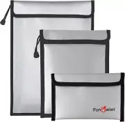 Fireproof Waterproof Money Document Bag Safe Zipper Bags, Fire & Water Resistant