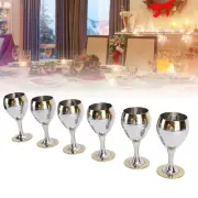 6PCS Stainless Steel Wine Glasses Set 60ml European Style Fancy Decorative US