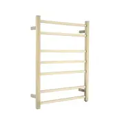 Decaura Square 7 Rungs Electric Heated Towel Rail Brushed Gold Stainless Steel