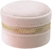[Vaveren] Jewelry Storage Box,Travel Case,Traveling Small Gift with Mirror,Portable Velvet Mini Organizer,Jewelry Box for Necklace Pink