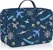 Clastyle Blue Plane Insulated Lunch Bag for Kids Boy, Airplane Silhouette Portable Large Thermal Cooler Lunch Box Bag for School