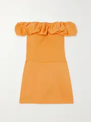 [BONDI BORN] BONDI BORN - Madeira Off-the-shoulder Organic Cotton-blend Poplin Mini Dress - Marigold - large large Yellow
