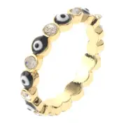 Gold Tone Gold Plated Ring With Evil Eye & Clear Rhinestone BSG748-BLK8