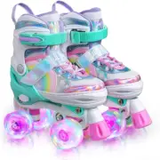 SULIFEEL Rainbow Unicorn Adjustable Roller Skates for Kids with Light up Whee...