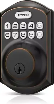 TEEHO TE001 Keypad Deadbolt, Oil Rubbed Bronze Weatherproof Keyless Entry