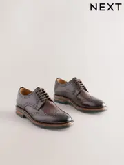 Brown Standard Fit Leather Contrast Sole Chunky Brogues Shoes (AA7962) | $118