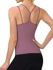 [BEGOINGㅤ] Women's Tank Tops Built in Bra Racerback Athletic Workout Tops Sleeveless Yoga Running Gym Top Shirts