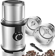 Electric Coffee Grinder, 350W, 2x110g Stainless Steel Bowls, Dry & Wet Grinding, Multi-Speed, Pulse Mode