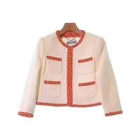 在飛比找蝦皮購物優惠-Moschino KEY夾克外套無領 女裝 紅色 白色 日本