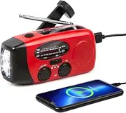 Emergency Solar Hand Crank Radio with AM,FM,NOAA Weather Alert, 1200mAh Power Bank, LED Flashlight & Phone Charger, Portable Survival Gear for Outdoor Camping