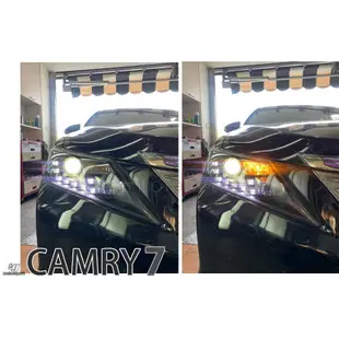 小傑車燈-全新 CAMRY 2013 12 13 14 年 7代 黑框 U型 LED R8 魚眼 大燈