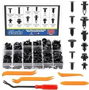 Glarks 245Pcs 12 Sizes Car Retainer Clips Nylon Bumper Push Fastener Rivet Clips Door Trim Panel Clips with Car Panel Removal Tools and Fastener Remover Assortment Kit for GM Ford Honda Toyota Chevy