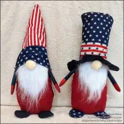 2 NEW FOURTH 4th OF JULY PATRIOTIC UNCLE SAM GNOME PLUSH SHELF SITTERS TABLE DEC