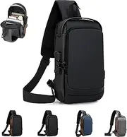 [Generic] New Carbon Fiber Streamline Anti-Theft Sling Bag, USB Charging Waterproof Crossbody Backpack with Password Lock, Waterproof Shoulder Backpack for Travel Gym