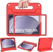 [AVAWO] Kids Case for Samsung Galaxy Tab A9+/A9 Plus 11 Inch 2023 Case with Built-in Screen Protector, Light Weight Shock Proof Handle Stand Kids Friendly Cover for (SM-X210/X216/X218),Red