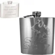 6oz Personalized Hip Flask - Your Text/Logo Custom Engraved - Gift, Weddings