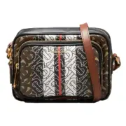 Burberry Small Handbag Black Brown Bridle Camera Zip Leather Bag Italy Red NEW