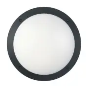Bulkhead Wall Light Lamp 12W Round Black 4000K IP66 OD300mm 800LM