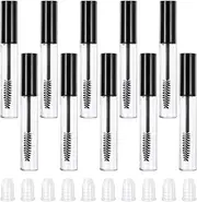 BOHUIZ 10ml Empty Mascara Tube and Wand, 10 Pcs Mini Empty Mascara Tube Eyelash Cream Container Bottle Mini Eyelash Bottle with Brush for Castor Oil with Leak Stoppers