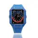 Apple Watch 4/5/6/7/SE 蘋果手錶保護殼 藍色系碳纖維 矽膠錶帶 44mm/45mm(碳纖維
