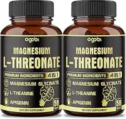 2 Packs_50 Capsules - 1500mg Magnesium L-Threonate Capsules, Magnesium Glycinate, L-Theanine, and Apigenin - Gluten-Free, Non-GMO