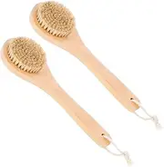 Mikinona 2pcs Bath Brush Body Cleansing Brushes Body Cleaning Brushes Bathroom Brushes Bathing Scrubbers Massage Cleaning Brushes Bath Back Scrubber Bath Shower Body Scrubber Hemu Brown