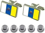 [Select Gifts] Shirt Dress Studs Canary Islands Flag Cufflinks