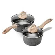 Pots Nonstick, 1.5 Quart & 2.5 Quart Induction Granite 4 PCS SAUCEPAN SET