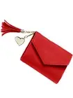 RED TRI-FOLD VEGAN LEATHER WALLET WITH TASSEL