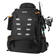 Cooler Fishing Backpack with 4 Rod Holder, 51L Large Waterproof Fishing Tackl...