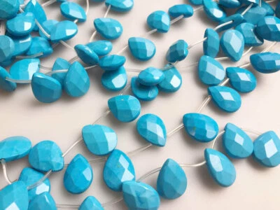 Blue Howlite Turquoise Faceted Teardrop Beads Approx 13x17mm 15.5" Strand