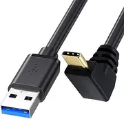 tunghey USB Type C 90 Degree Cable, Up & Down Angle USB 3.0 A to USB C Fast Charging Cable for Galaxy, Tablets and More (0.25M)