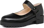[Caradise] Womens Chunky Platform Mary Janes Low Block Heel Pumps Cosplay Uniform Dress Shoes