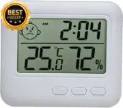 Indoor Thermometer Hygrometer with Humidity & Time, LCD Display, Alarm Clock