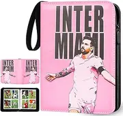 Hompus Soccer Card Binder with 50 Removable Sleeves, Trading Card Holder Fits 400 Football Cards, Double-Sided Cards Holder with Zipper 3-Ring Card Album for Sports Football Card Sleeves Protectors