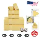 Complete 6-Piece Bath Towel Set - Plush & Machine Washable, Yellow - Gift-Ready