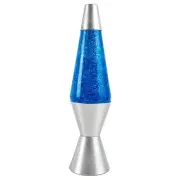 Landmark - Liquid Lava Lamp 37cm Blue Glitter Liquid Retro Silver Base from T...