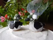 Golden Eye Duck Cake Topper Bride Groom Love Wedding Engagement Wood Statue