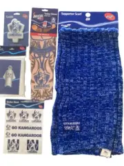 AFL North Melbourne Roos Kangaroos Scarf Stickers Poncho Candle Tattoo Bundle