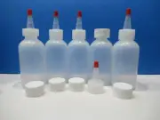 Lot of 5 Boston Round 120ml (4oz) Squeezable Bottles LDPE 2 Caps Yorker Cap