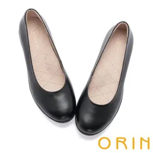 【ORIN】嚴選牛皮素面厚底平底鞋(黑色)