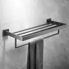 NEW 600mm 2 Layers Towel Shelf Storage Bath Stainless Steel Rack Rail Black AU