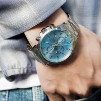 在飛比找momo購物網優惠-【ALBA】雅柏 冰藍三眼計時手錶-43mm(AM3913X