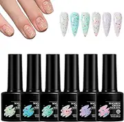 Glitter Gel Polish | Girls UV LED Top Coat,Lightweight Lasting Long Uv Nail Polish For Travel, Outdoor, Home, Business Trip, School