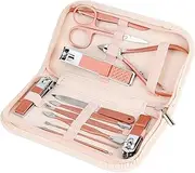 12 Pcs Manicure Set,Nail Clippers,Pedicure Grooming Kit,Rose Gold Stainless Steel Manicure Pedicure Set with Pink Leather Bag Suitable for Home,Workplace,Outdoor Travel,Gift Giving,Beauty Salon