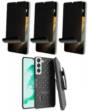 for SAMSUNG GALAXY S22 PLUS BELT CLIP CASE AND 3 PACK PRIVACY SCREEN PROTECTOR