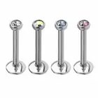 16g Internal Thread Labret Lip Stud Bar Ring Gem Steel Body Piercing