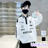 在飛比找momo購物網優惠-【UniKids】中大童裝POLO衫長袖T恤 個性賽車風 男