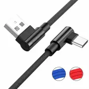 Braided 90o Degree Angle USB C Type C Fast Data Snyc Charger Charging Cable 1m