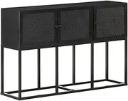 Sideboard Cabinet, 115x30x76 cm, Solid Mango Wood, Buffet Storage for Kitchen, Living Room Entryway